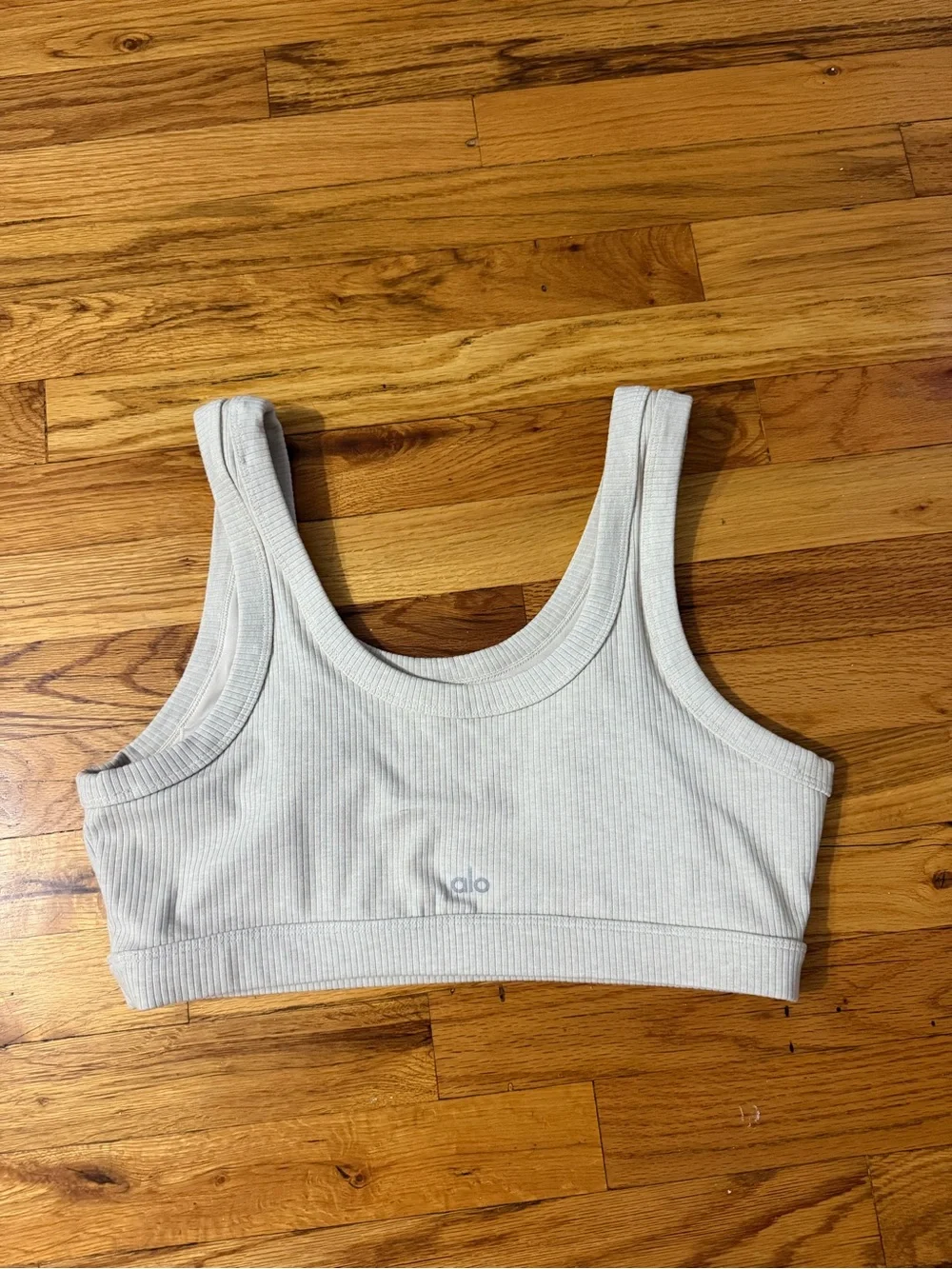 ALO Yoga Beige Ribbed Cropped Tank Top Size XL Like New